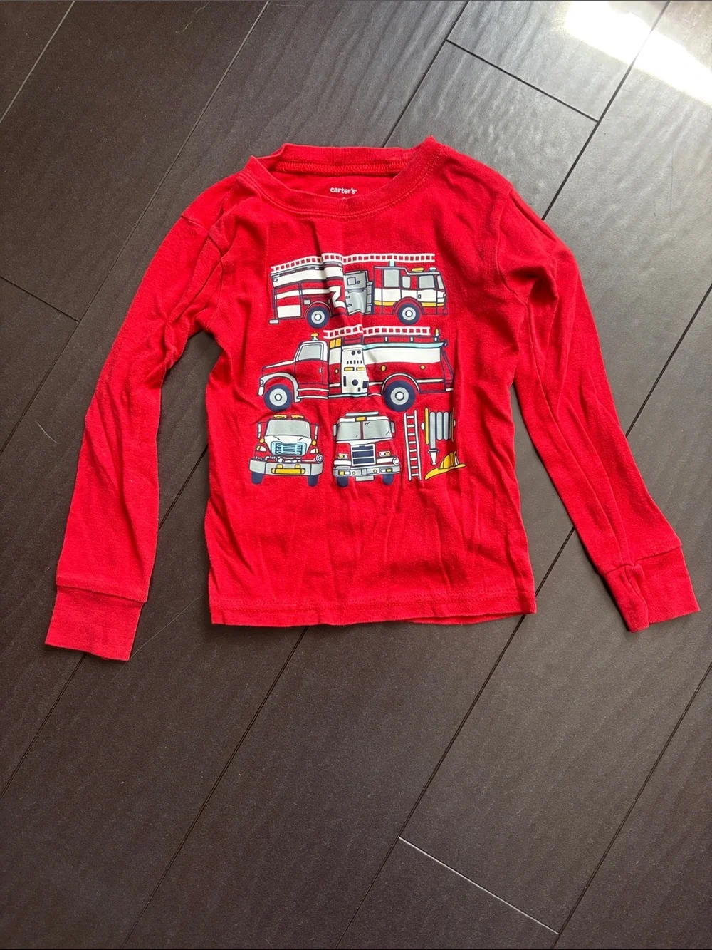 Carter's Red Firetruck Pajama Set with Gray Printed Pants